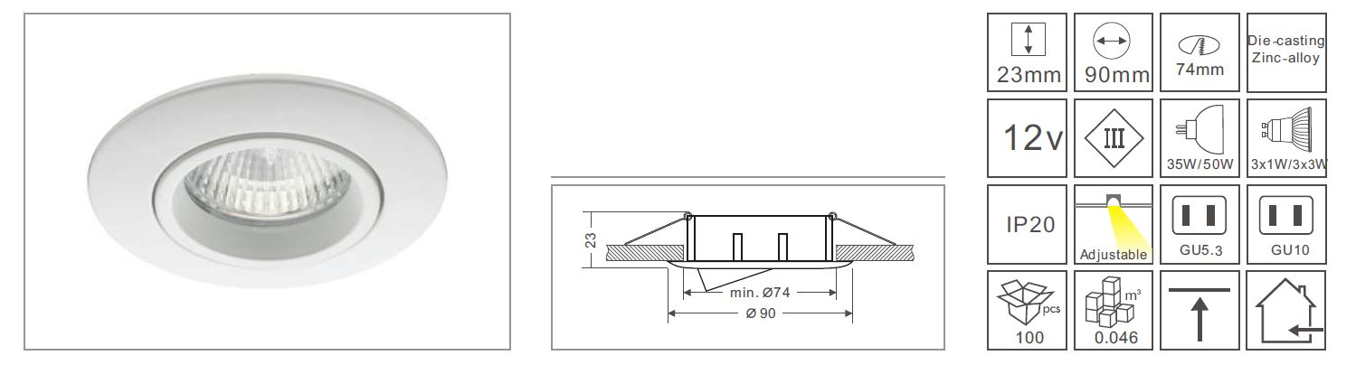 Synergy 21 LED Retrofit GU10 / GX5, 3 Deckeneinbausatz D09-silber Synergy 21 LED Retrofit GU10 / GX5, 3 Deckeneinbausatz D09-silber