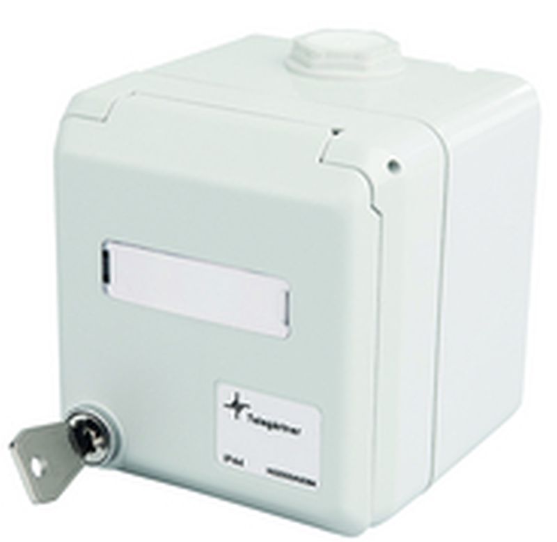 TelegäRtner ModulträGer, AP-Dose AußEn(AbschließBar) IP44, F. 2xAMJ/AMJ-S-Mod./Kupp.,AW, 80x80, (Keystone)