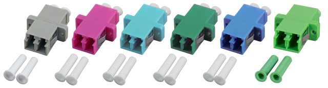 LWL-Kupplung,LC-Buchse/LC-Buchse, 50/125u Multimode, duplex, PVC, aqua, Keramikhülse, OM3