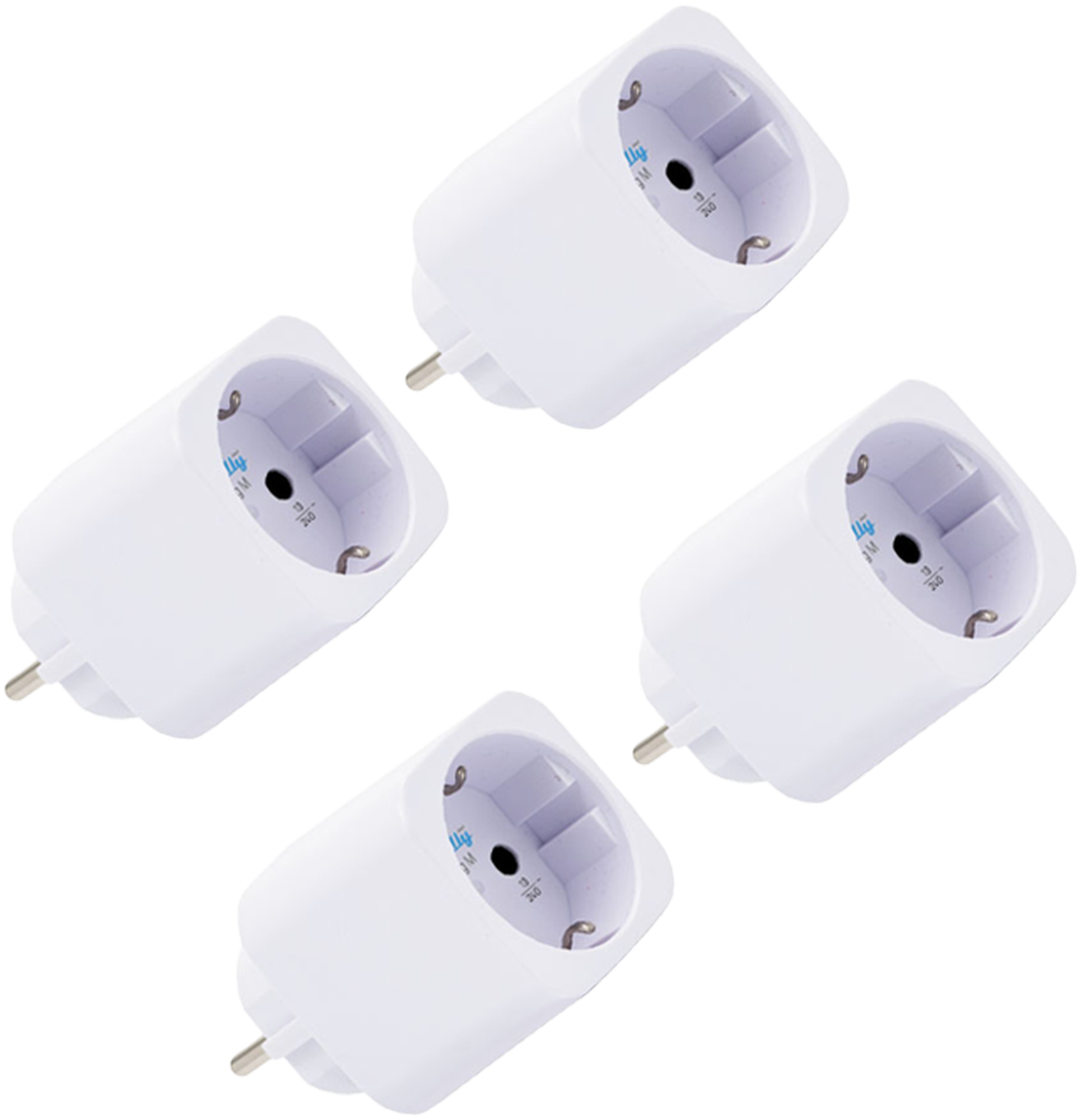 Shelly · Plug & Play "Plug M Gen3 White" · 4er Set · Smarter Zwischenstecker · 13A · Messfunktion · WLAN · BT · weiß