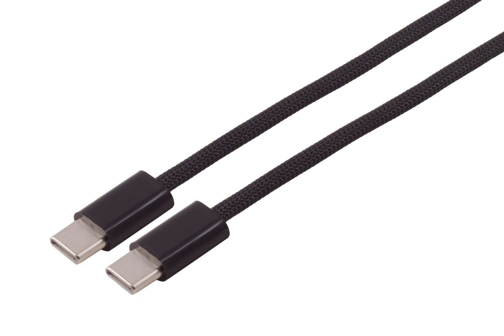 Kabel USB, C(St) => C(St),  1.5m, USB2.0, schwarz, TPE, PD up to 60W, Textil,