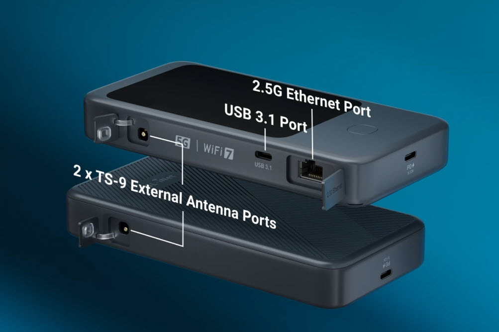 ALLNET LTE Mobile/Travel 4G/5G Router MiFi WIFI7 • BE9334 • 2x2 • 2.5GbE LAN/WAN • GL-E5800/Mudi7