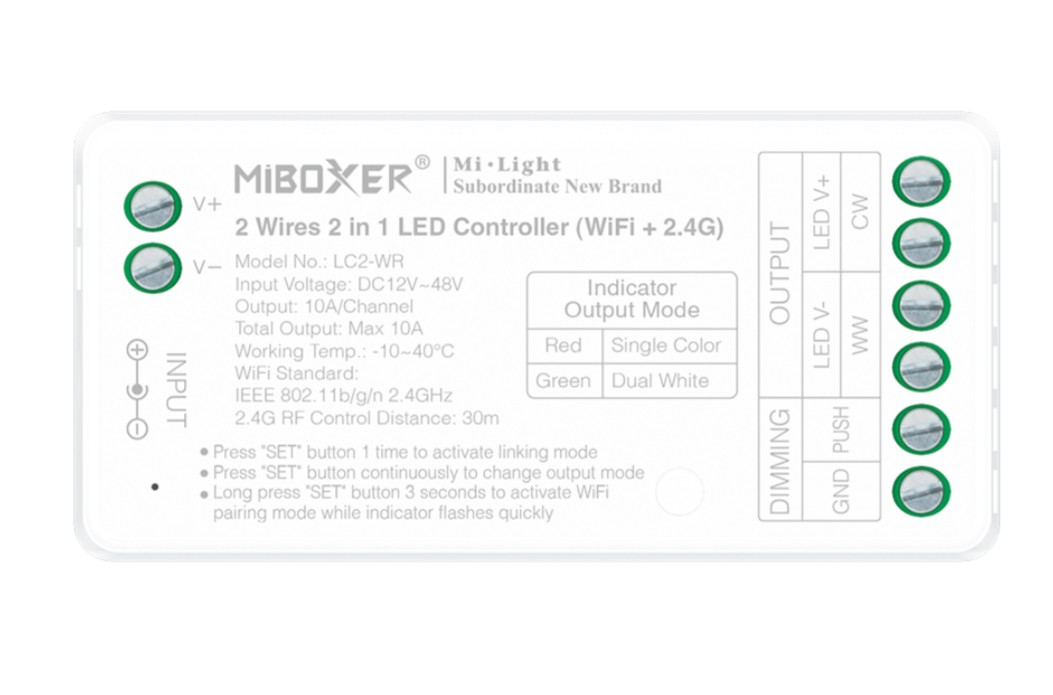 Synergy 21 LED Controller Single CCT(Dual White) (2 Wires) Wifi 2,4G Milight/Miboxer