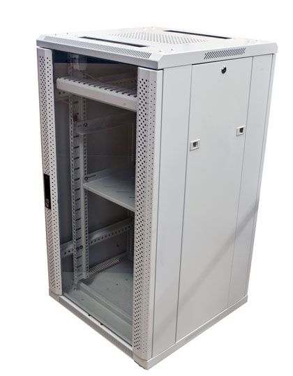 ALLNET 19"Schrank, 42HE, B600/T1200mm, Glastür, Lichtgrau, SNB-Serie,