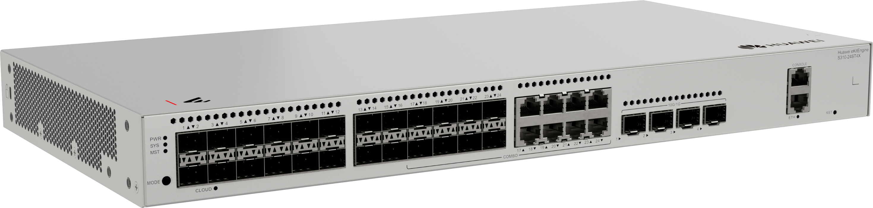 Huawei Switch Full Managed L3 28 Port • 24x SFP • 4x SFP • 19 " • IStack • S310-24ST4X • EKit