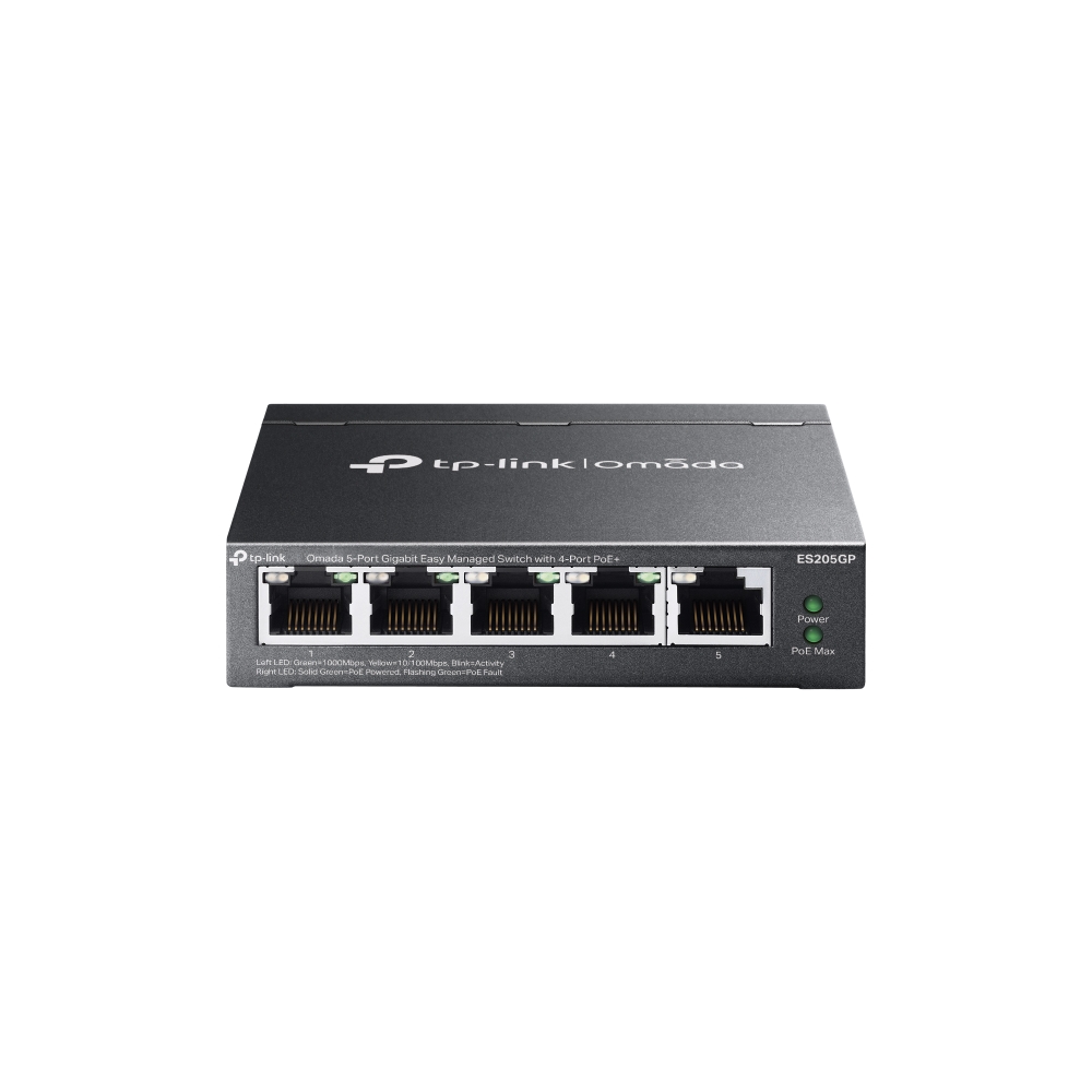 TP-Link Switch full managed Layer2 5 Port • 5x 1 GbE • PoE Budget 65 Watt • 4x PoE at • Lüfterlos, Omada • ES205GP