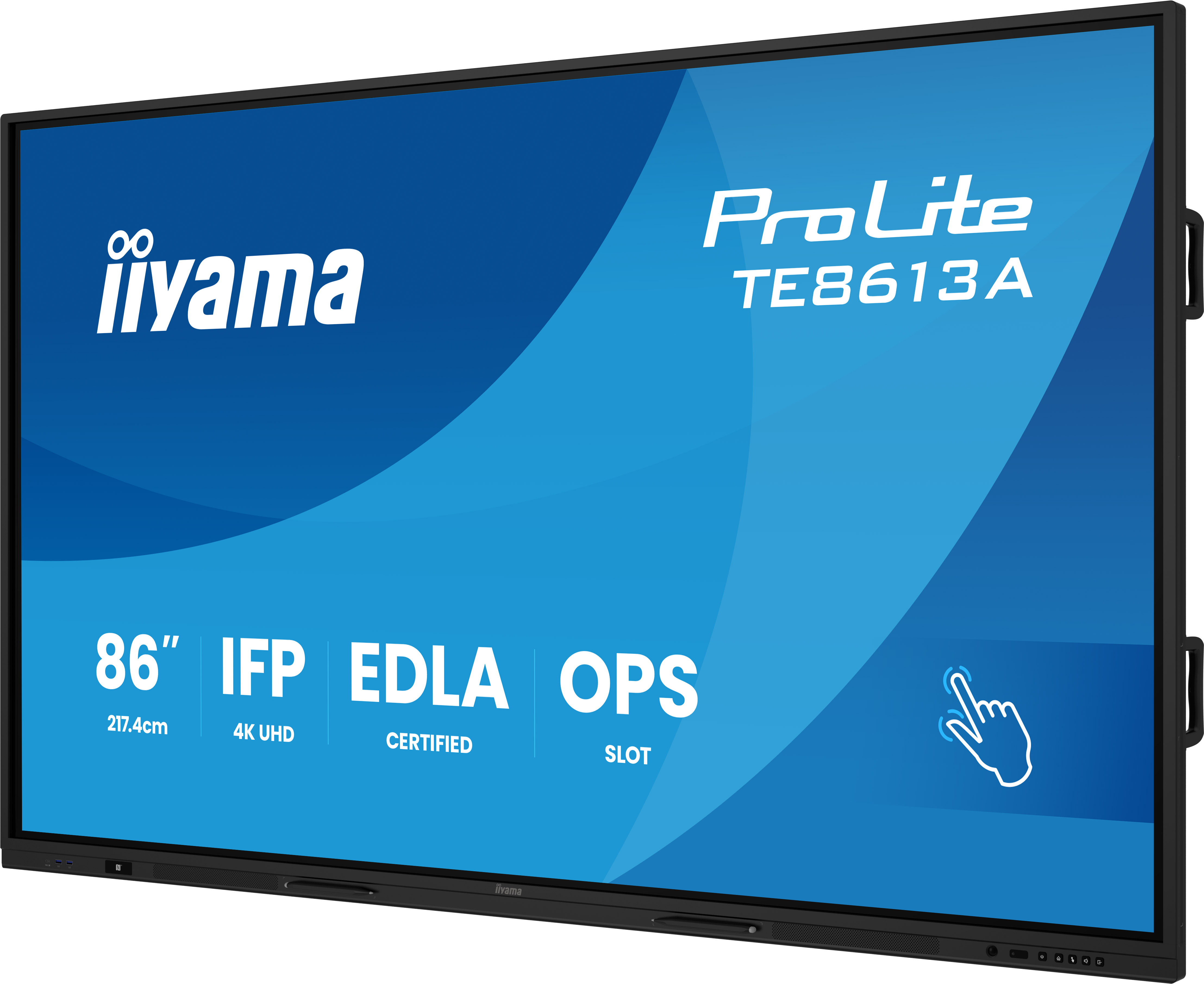 iiyama TE8613A-B2AG Signage Display Kiosk design 2.17 m (85.6") Wi-Fi 500 cd/m² 4K Ultra HD Black Touchscreen Built-in processor Android 24/7