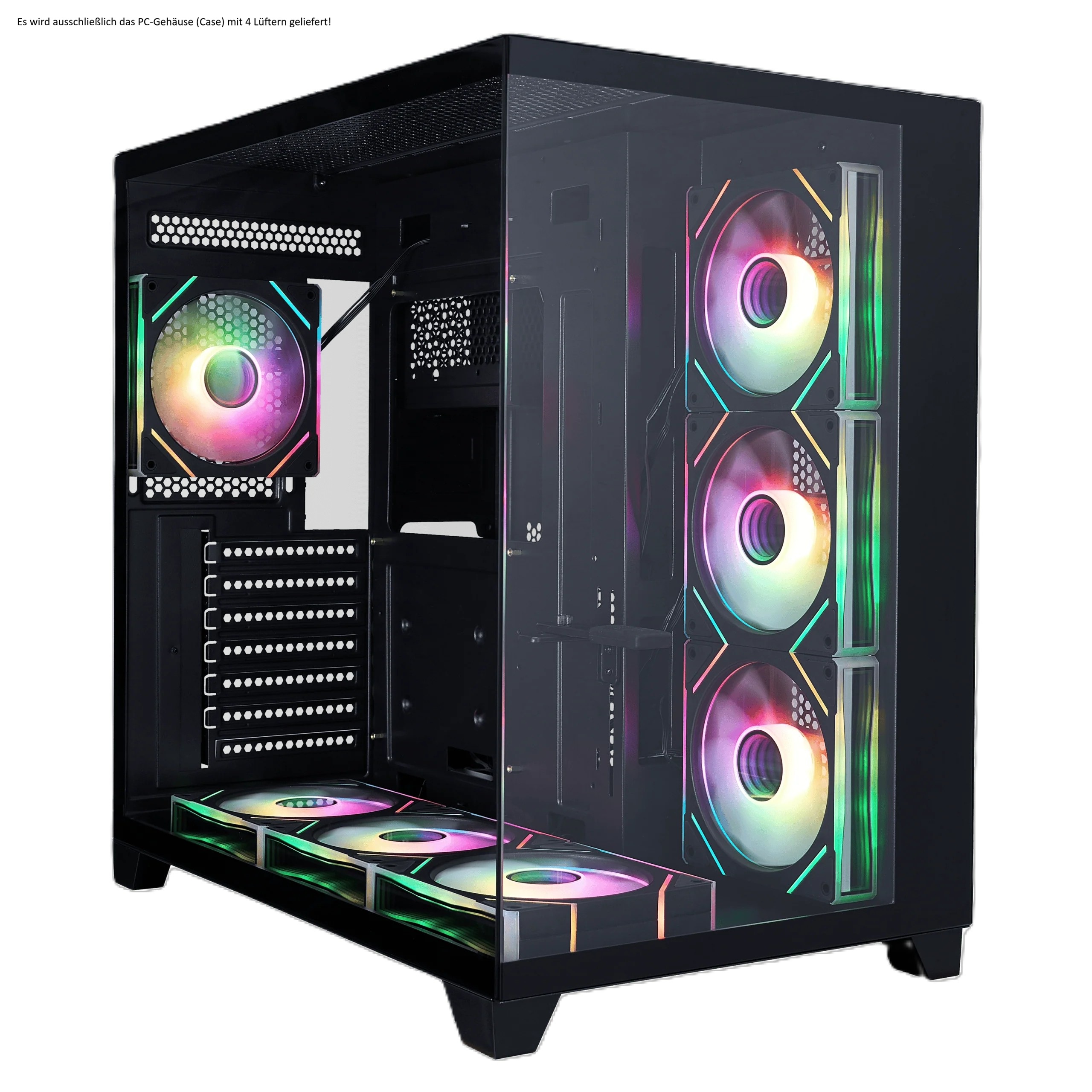 1stPlayer PC Gehäuse MV8-TP Schwarz mit 4 Lüftern