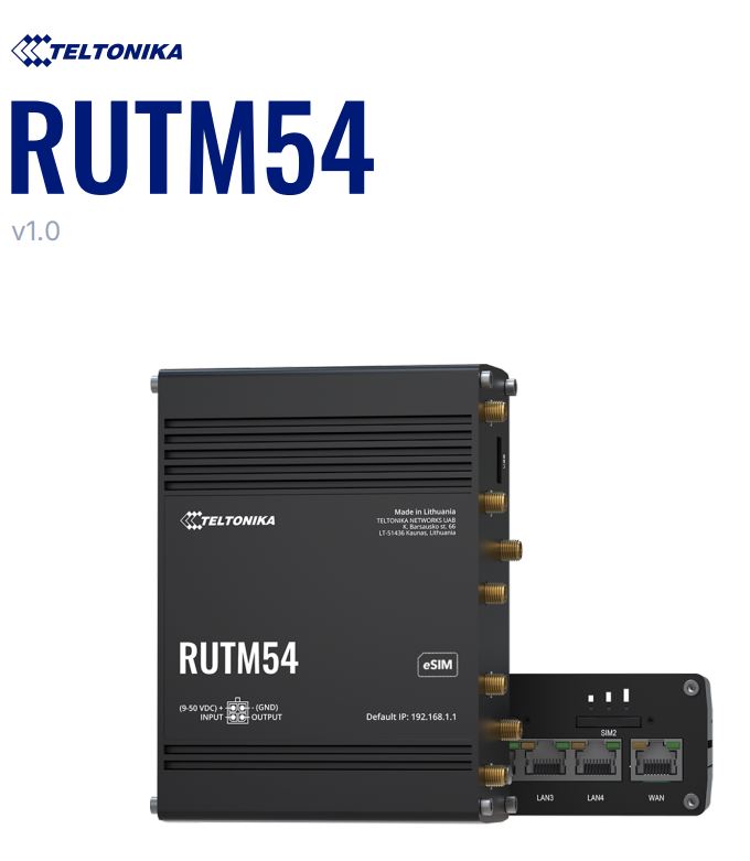 Teltonika RUTM54 wireless router Gigabit Ethernet Dual-band (2.4 GHz / 5 GHz) 5G Black