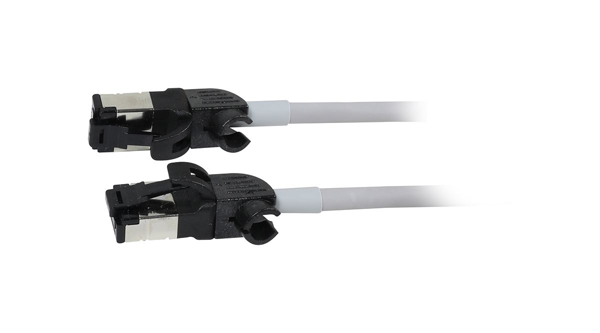 Synergy21 Patchkabel RJ45, CAT6A 500Mhz, 3m, Grau, S/FTP, Slimline Rund D 4,5mm, TPE/LSZH(Superflex), AWG28, Mit CAT7 Rohk., Drehbarer Stecker