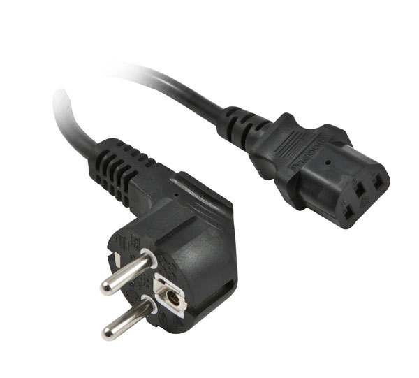 Synergy21 Netzkabel 230V Safety Contact CEE7(Stecker) KaltgeräTe IEC-C13(Buchse), 3m, Black