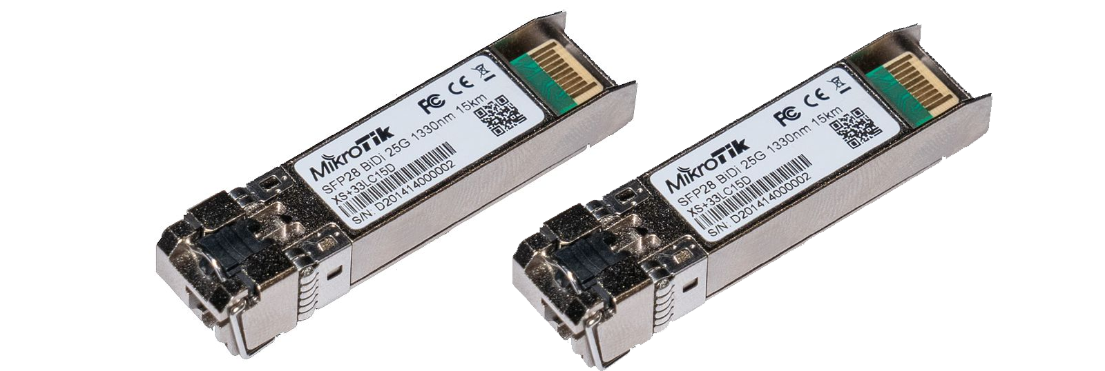 Mikrotik SFP/SFP+/SFP28 BiDi: XS+2733LC15D network transceiver module Fiber optic 25000 Mbit/s LC 1330 nm