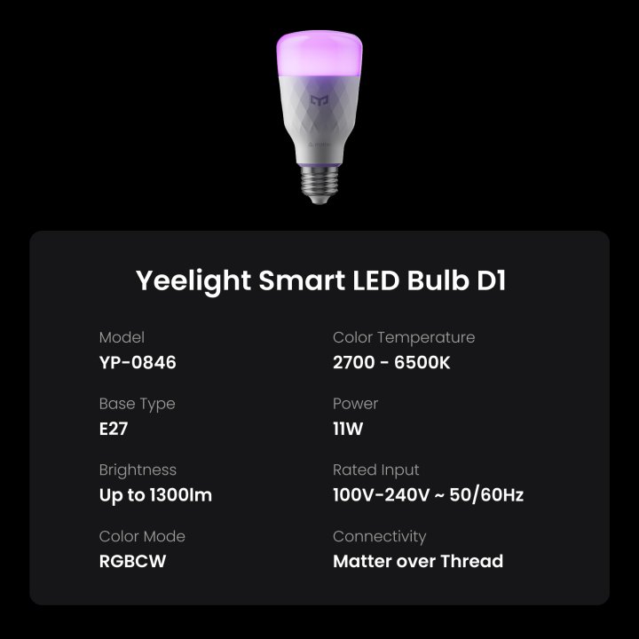 Yeelight Smart LED Bulb D1 Matter