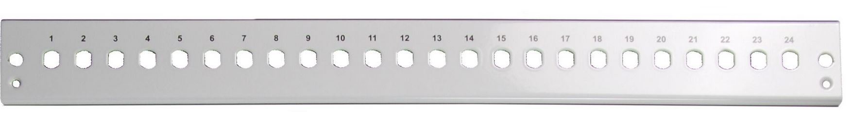 LWL-Patchpanel, zbh. Frontblende ST/FC (D-hole) 24x, ohne Kupplungen, grau,