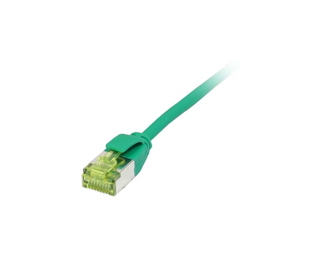 Synergy21 Patchkabel RJ45, CAT6A 500Mhz, 0,15m, GrüN, U/FTP, Slimline Rund D 3,8mm, TPE/LSZH(Superflex), AWG32, Mit CAT7 Rohkabel