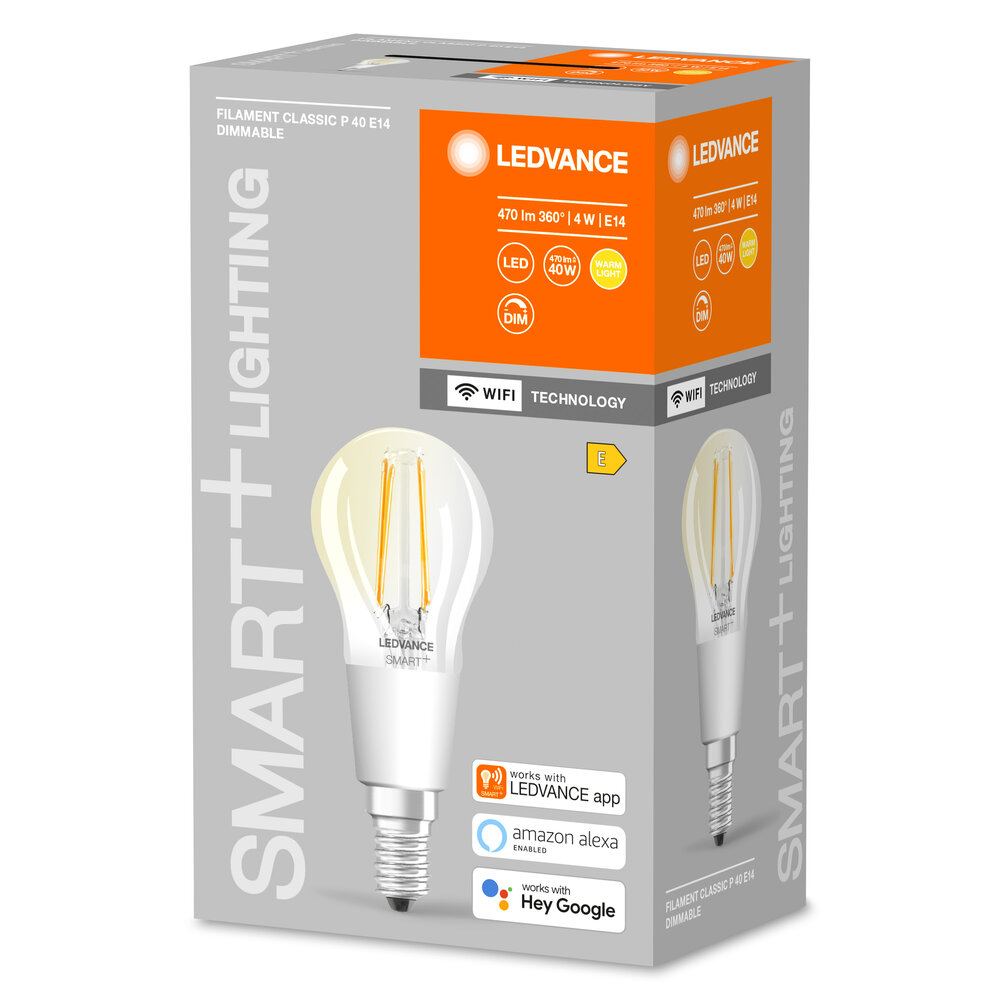 LEDVANCE SMART+ WiFi Filament Mini Bulb Dimmable 40 4 W/2700 K E14