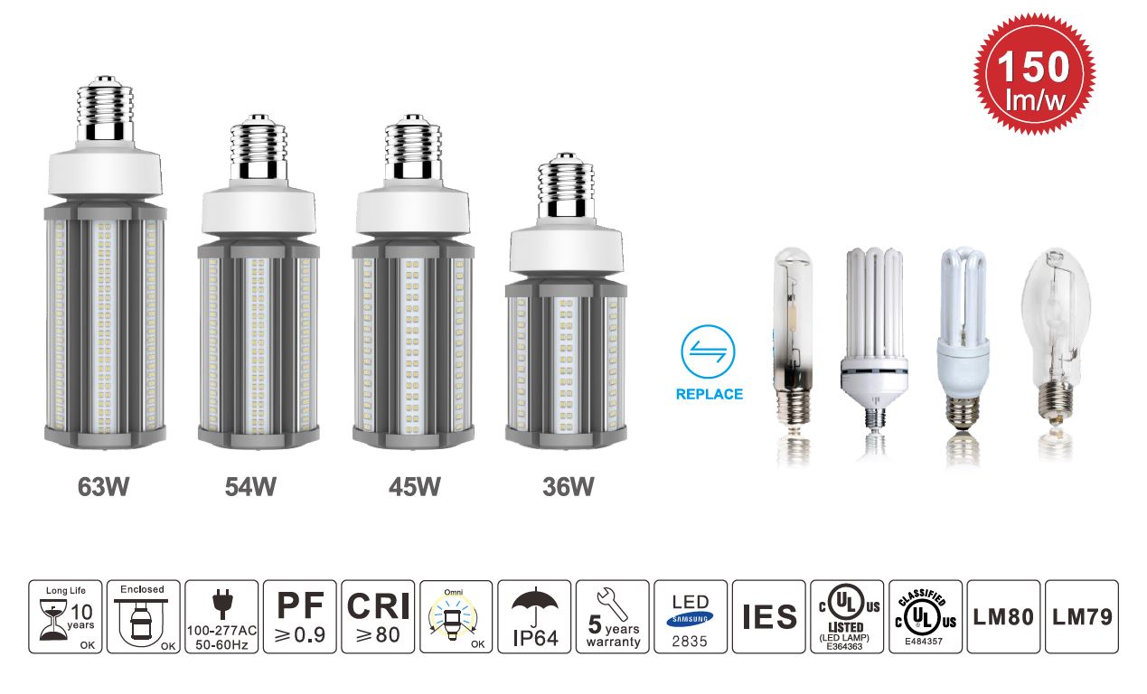 Synergy 21 LED HID Corn Retrofit E40 360° 45W nw mit ii