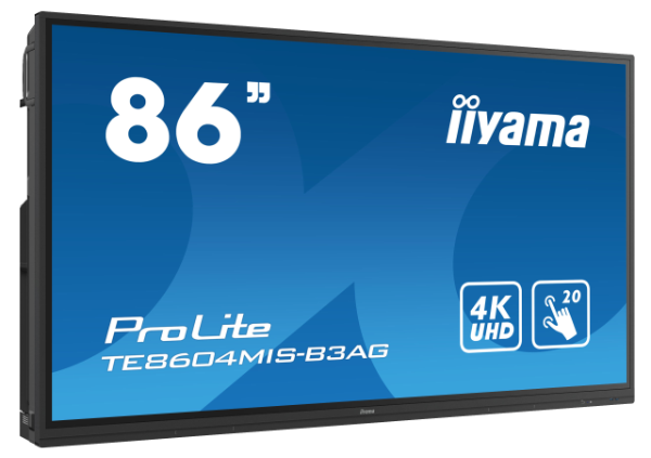iiyama TE8604MIS-B3AG Signage Display Interactive flat panel 2.18 m (86") Wi-Fi 400 cd/m² 4K Ultra HD Black Touchscreen Built-in processor iiWare 9.0