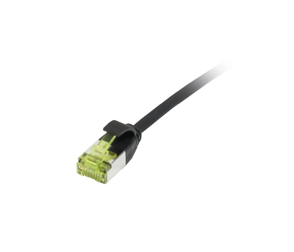 Synergy21 Patchkabel RJ45, CAT6A 500Mhz, 1,5m, Schwarz, U/FTP, Slimline Rund D 3,8mm, TPE/LSZH(Superflex), AWG32, Mit CAT7 Rohkabel