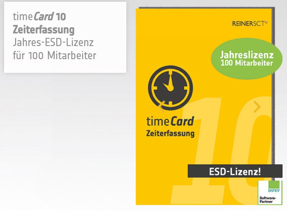 REINER SCT timeCard 10 - Jahreslizenz 100 Mitarbeiter - ESD REINER SCT timeCard 10 - Jahreslizenz 100 Mitarbeiter - ESD