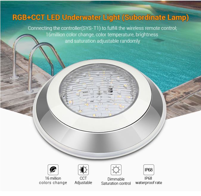 LED Subordinate Poolleuchte 12W RGB CCT Mit Funk Und WLAN Milight/Miboxer
