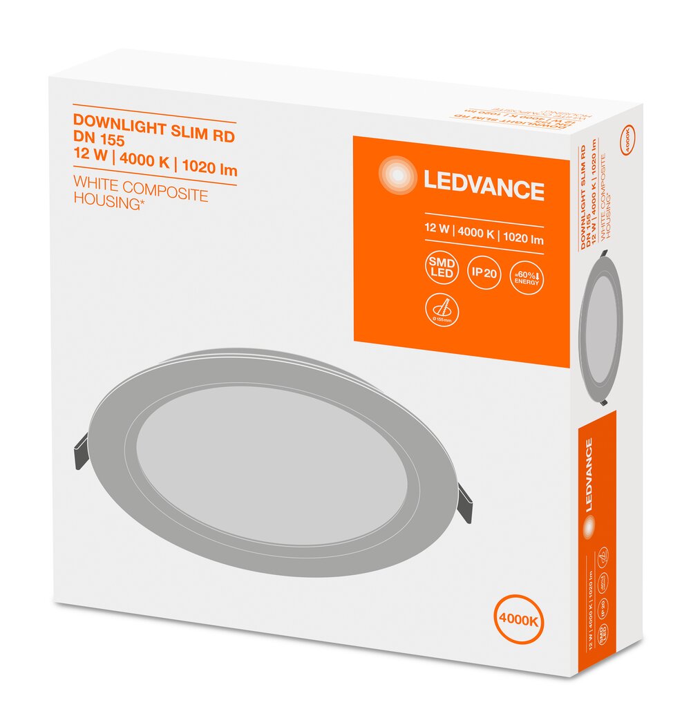 LEDVANCE DOWNLIGHT SLIM ROUND 155 12 W 4000 K WT