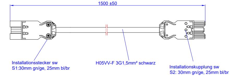 BACHMANN Gerteverlngerung GST18-3 Stecker/Kupplung Black 1,5m