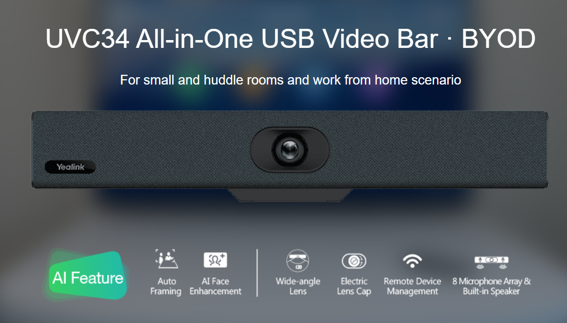 Yealink UVC34 video conferencing system 8 MP Personal video conferencing system