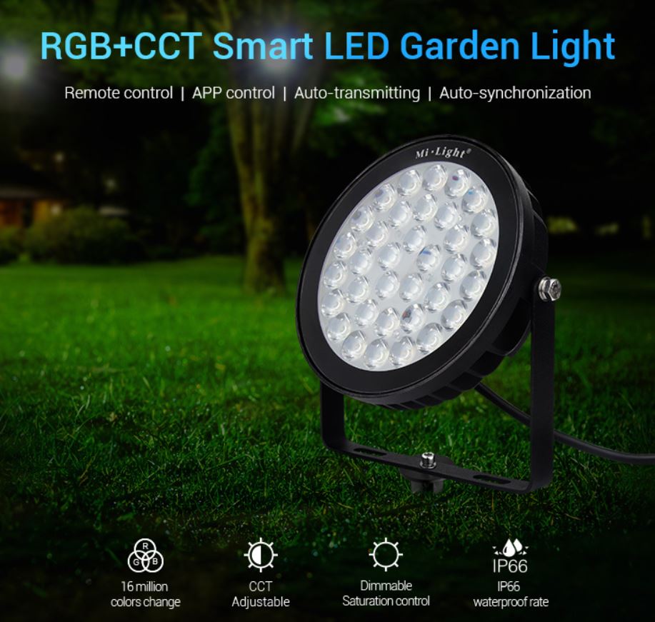 LED Garten Lampe 25W RGB-WW Mit Funk IP66 230V Milight/Miboxer