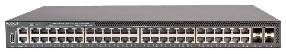 RUCKUS Networks Switch Full Managed Layer3 52 Port • 32x 1 Gbe • 16x 2,5 Gbe • Poe Budget 740 W • 32x Poe At • 16x Poe Bt • 4x Sfp28 • 19 " • Icx8200