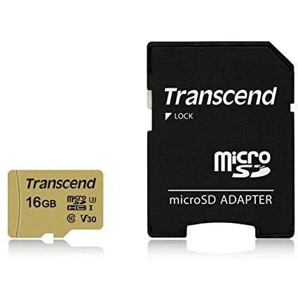 CARD MicroSD Card 16GB Transcend SDHC USD500S W/Adapter