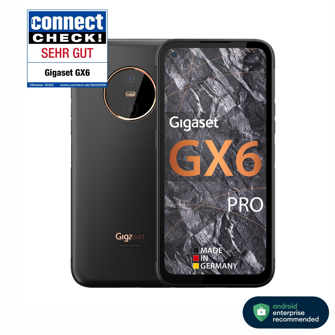 GIGASET GX6 PRO Titanium Black Android 12 16.7cm 6.6Zoll Full HD Display 50 MP Camera Wechselakku IP68 MIL-STD-810H Militrstand