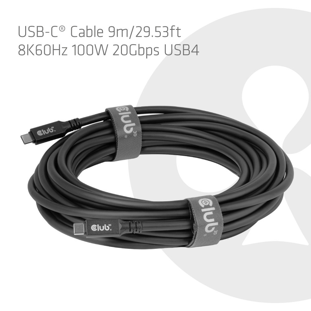 Kabel USB 4.0 C (St) => C (St)  9,0m *Club3D* - *schwarz*
