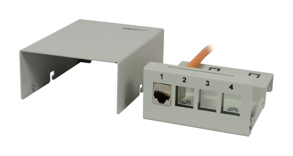 Keystone, Modulträger, Patchpanel für  4x TP-Modul, Aufputz, Metall, Lichtgrau, Synergy 21,