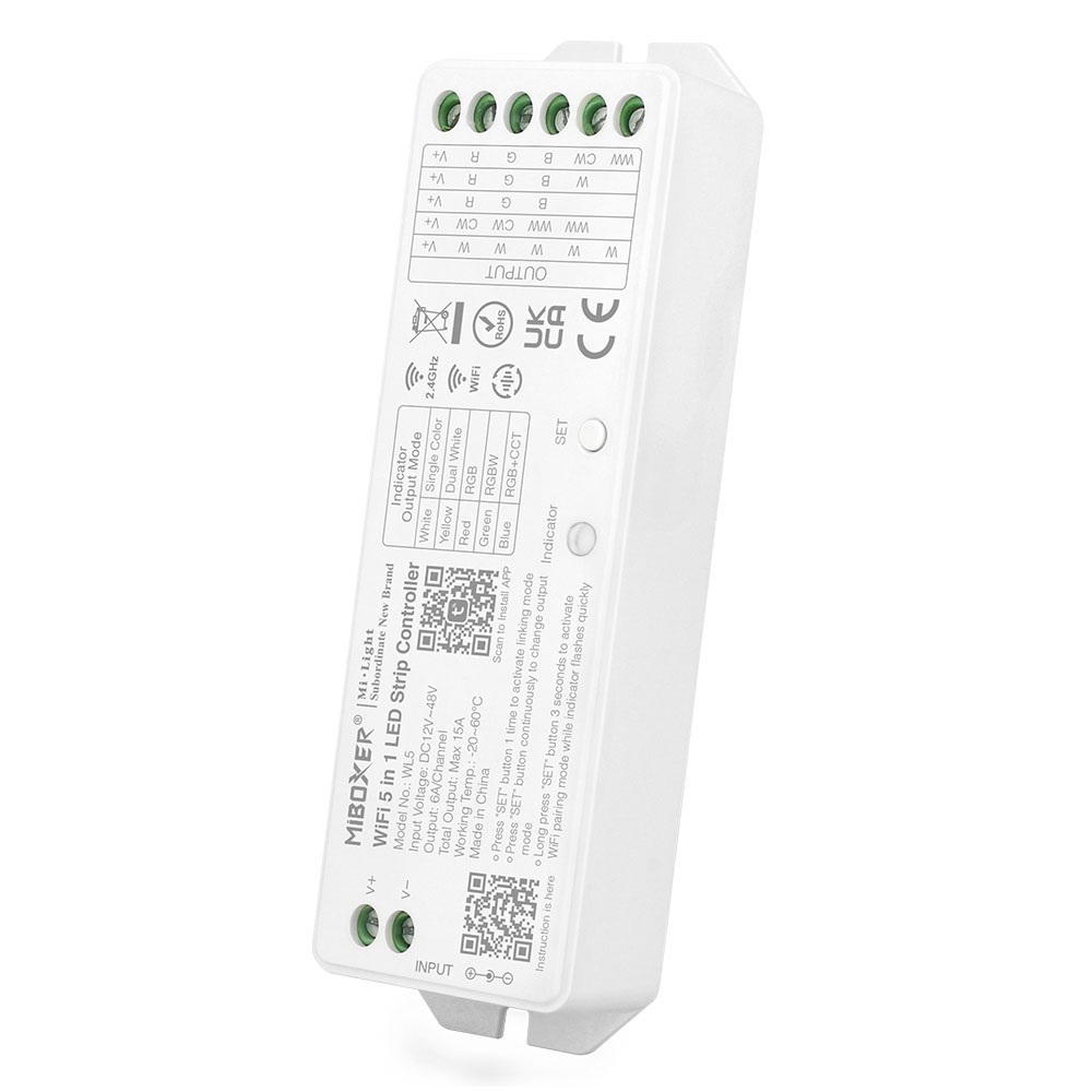 LED Controller Classic-Serie 5in1 RGB-WW (RGB-CCT) DC12 24V WiFi 2.4G Milight/Miboxer Alexa Serie