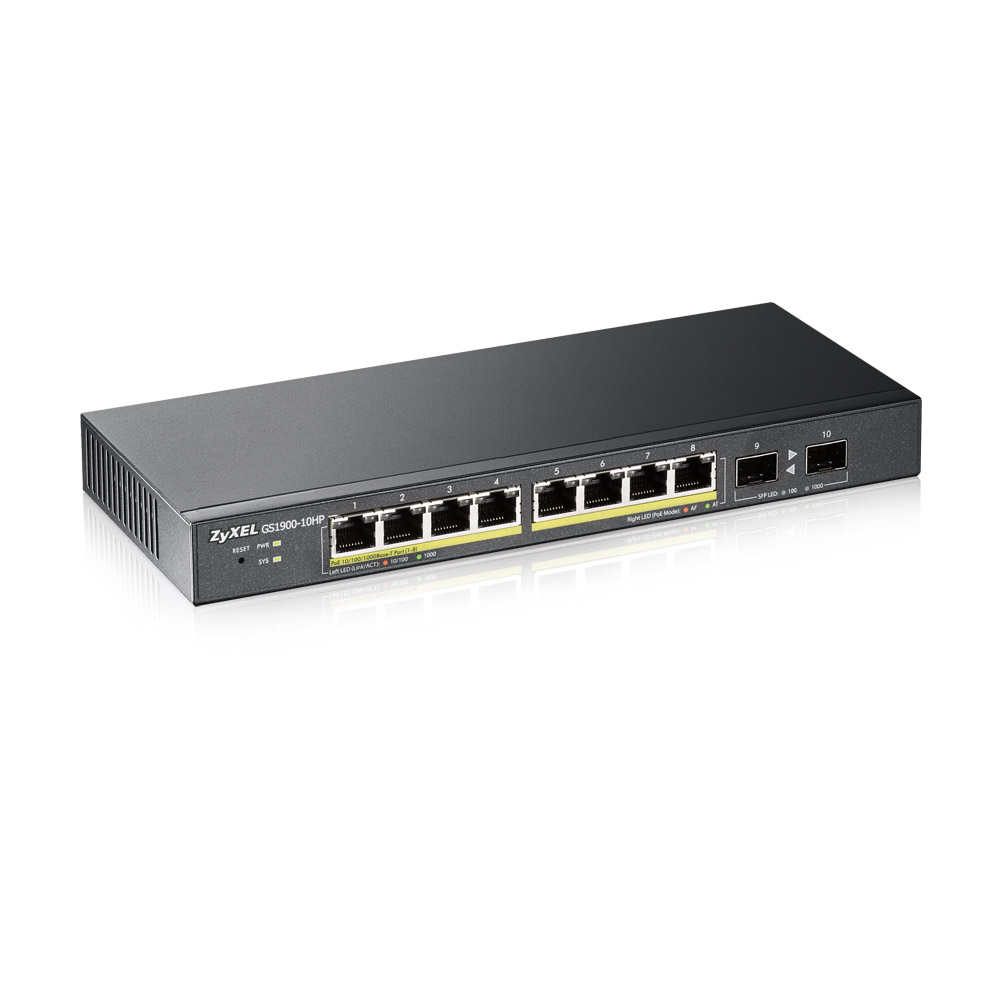 Zyxel GS1900-10HP Managed L2 Gigabit Ethernet (10/100/1000) Power over Ethernet (PoE) Black
