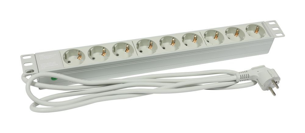 ALLNET 19"zbh. Steckdosenleiste, 9xDosen(CEE7)->Stecker(CEE7), Lichtgrau, Synergy 21, ALLNET 19"zbh. Steckdosenleiste, 9xDosen(CEE7)->Stecker(CEE7), Lichtgrau, Synergy 21,