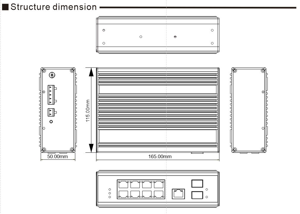 ALLNET Switch industrial full managed Layer2+ 10 Port GbE • PoE Budget 69W (BT) / 210 (DC) • 7x PoE at • 2x SFP • 1x GbE PD • Lüfterlos , IP40 • ALL-SGI8010PDM