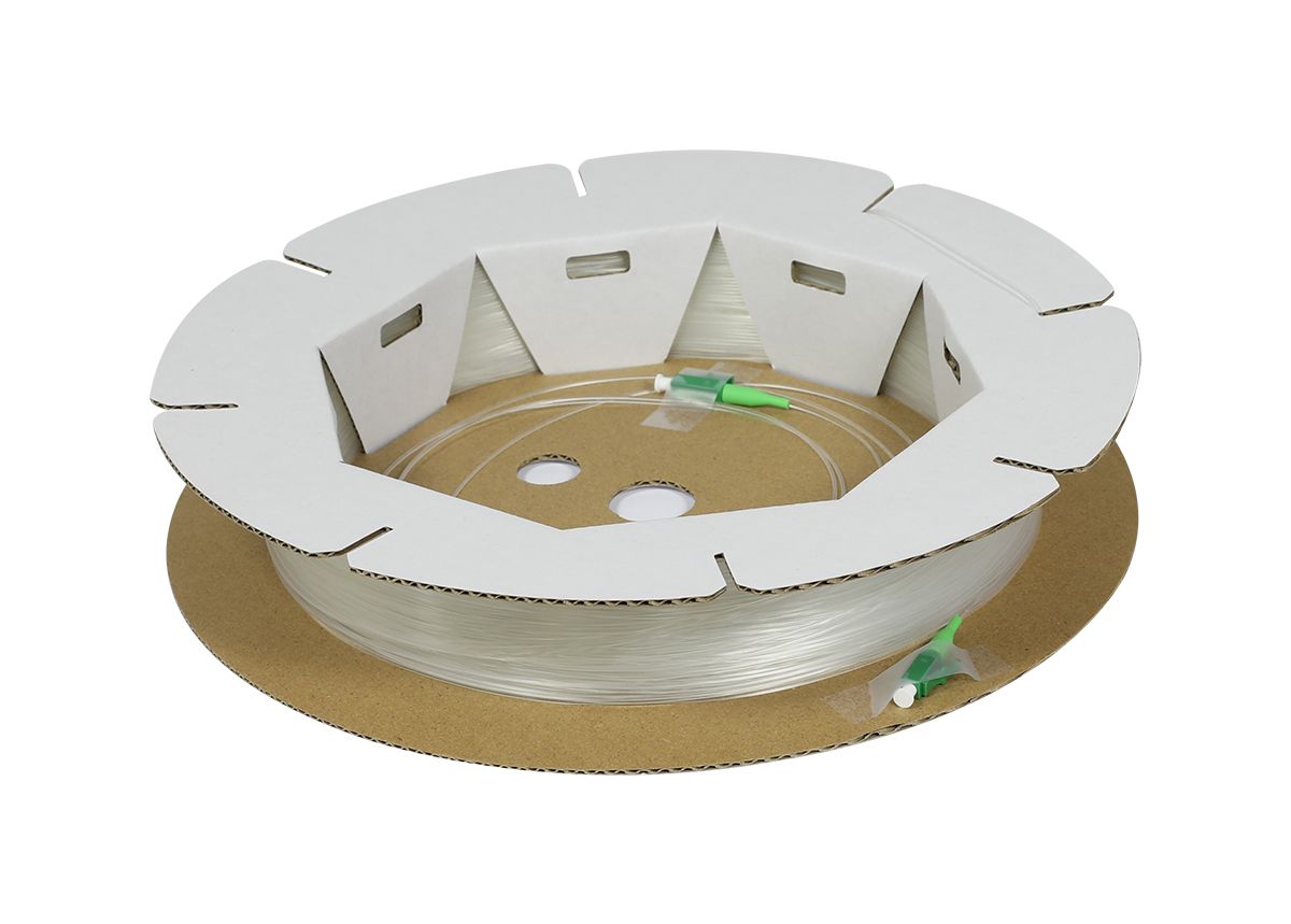 Synergy21 LWL-FTTH-Kabel 1G, Transparent, OS2, G657.A2, 0,9mm, 250m, Vorkonfektionierte LC(APC) Plug