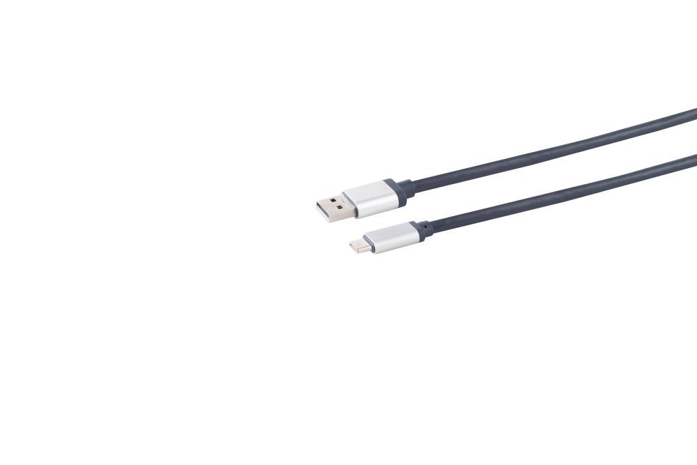 Kabel USB, C(St) => A(St),  1.0m, USB2.0, Dunkelblau, Aluminium Stecker,