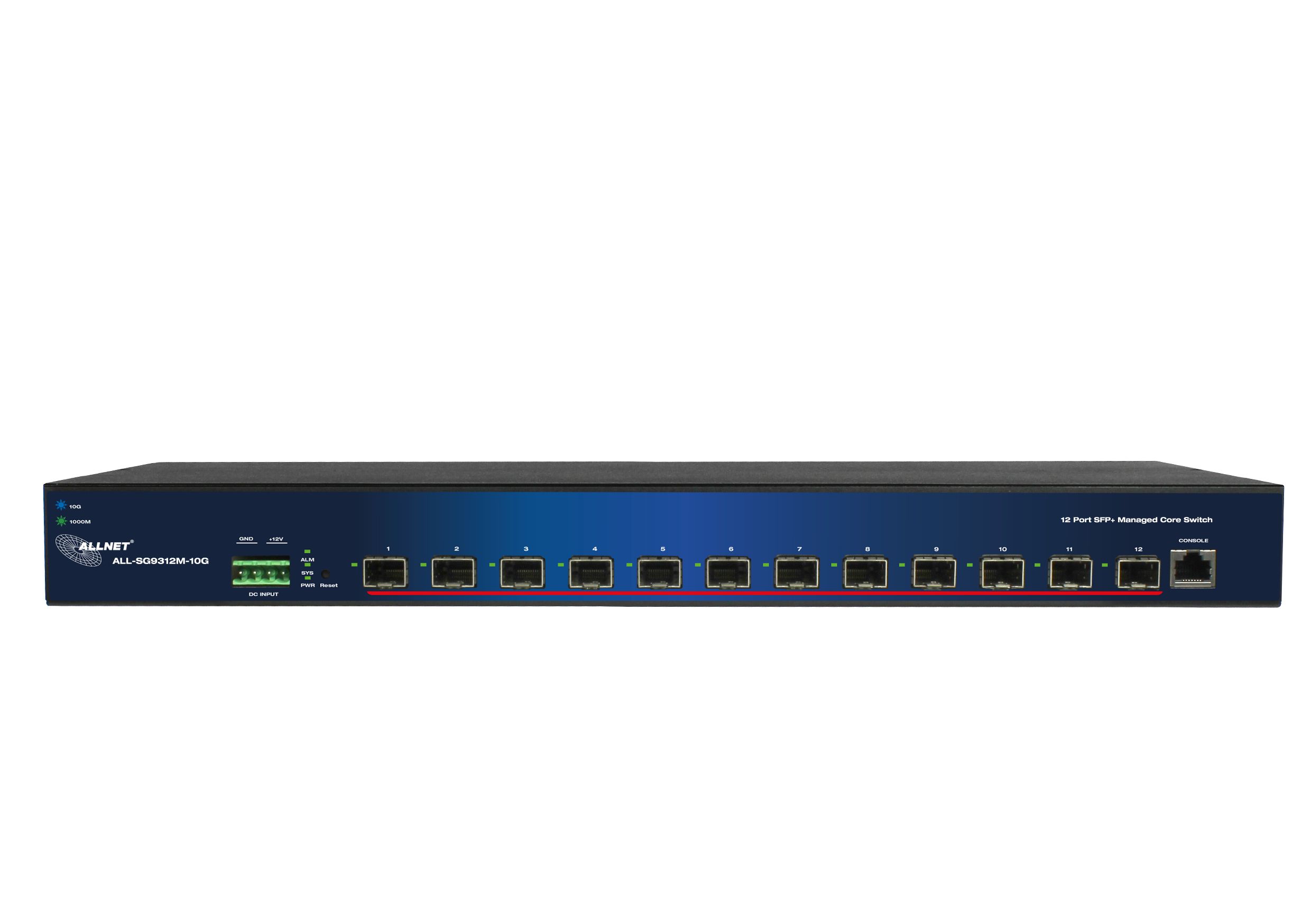 ALLNET Switch smart managed Layer2 12 Port • 12x SFP+ 10GbE • 19" • ALL-SG9312M-10G • Core-Switch • Redundant Power Option ALLNET Switch smart managed Layer2 12 Port • 12x SFP+ 10GbE • 19" • ALL-SG9312M-10G • Core-Switch • Redundant Power Option