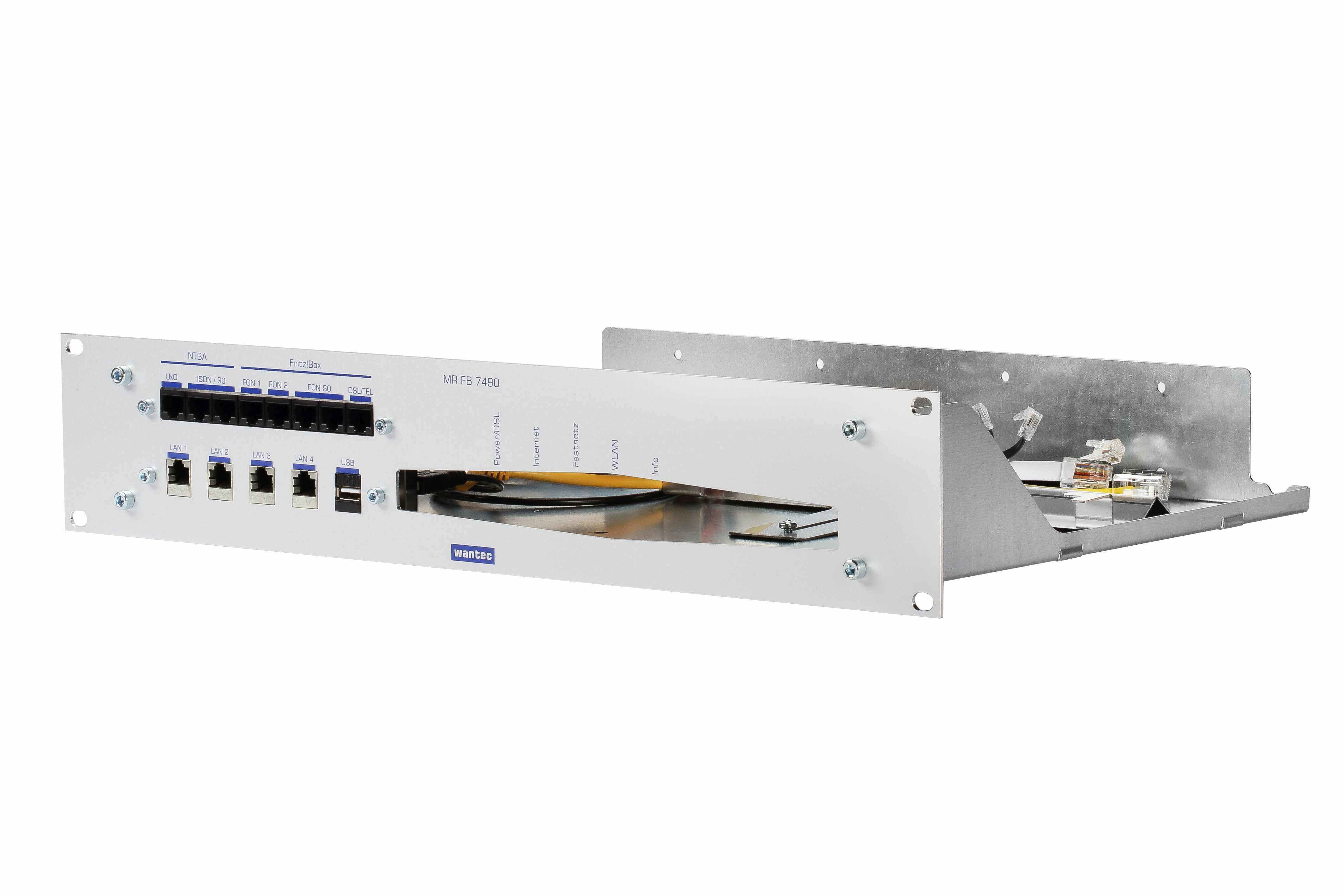 Wantec 19" Montagewinkel 19" 2HE für FritzBox 7490/7390 und bgl.