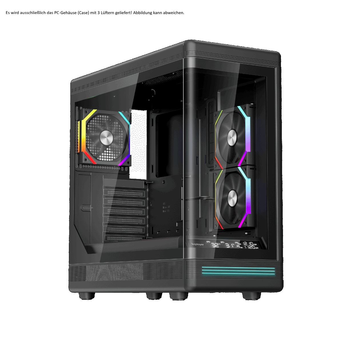 1stPlayer PC Gehäuse PB8 Schwarz mit 3 Lüftern