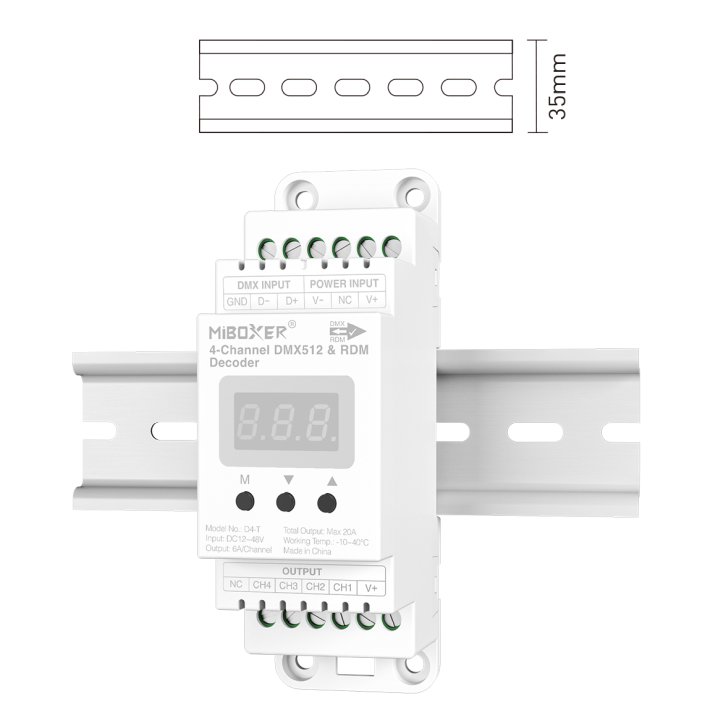 MiBoxer D4-T LED Controller DMX 4-Kanal für DIN-Schiene