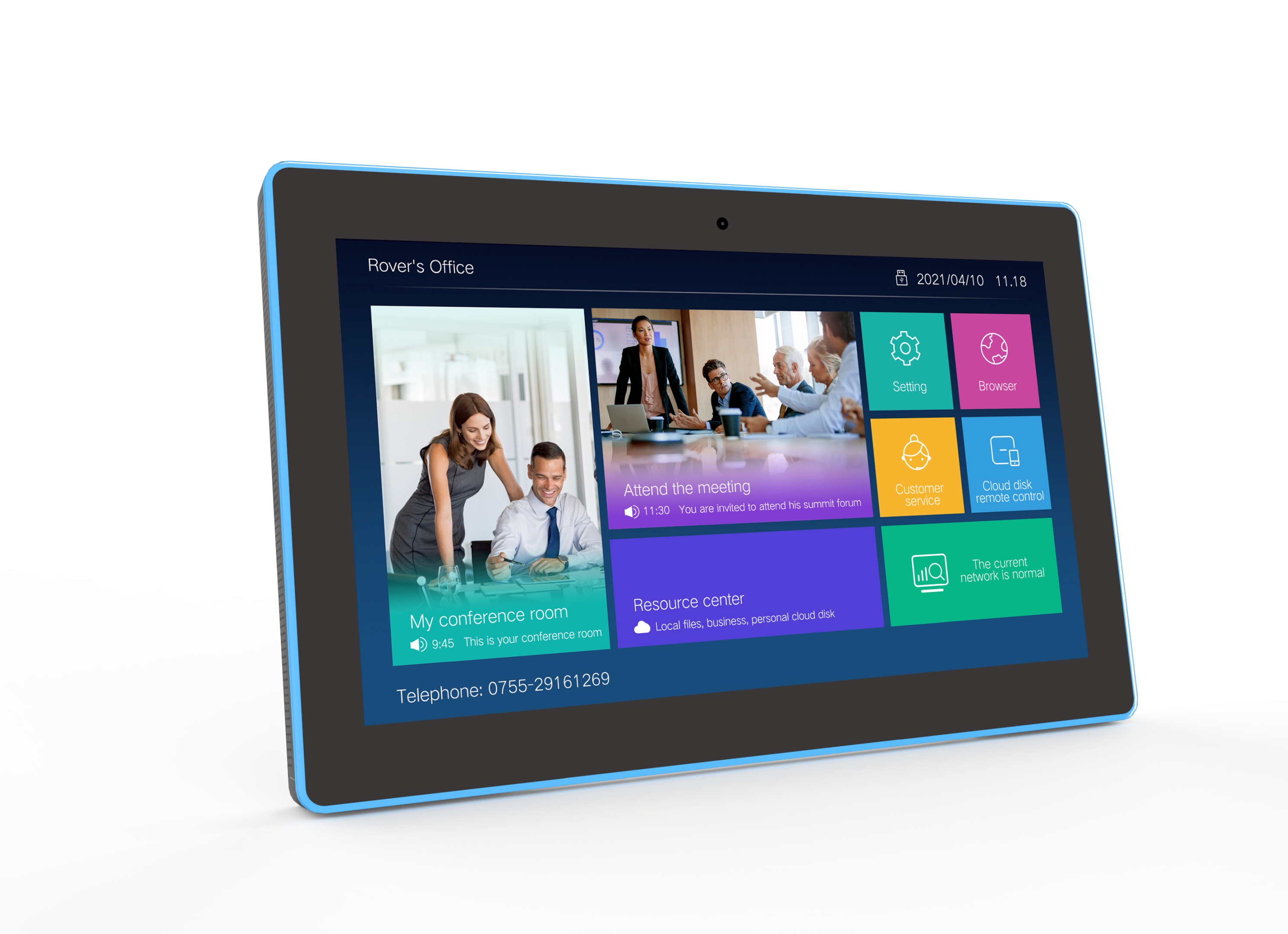 ALLNET Meetingraum RGB LED Tablet 15 Zoll RK3576 Android 16 und NFC/RFID Farbe schwarz
