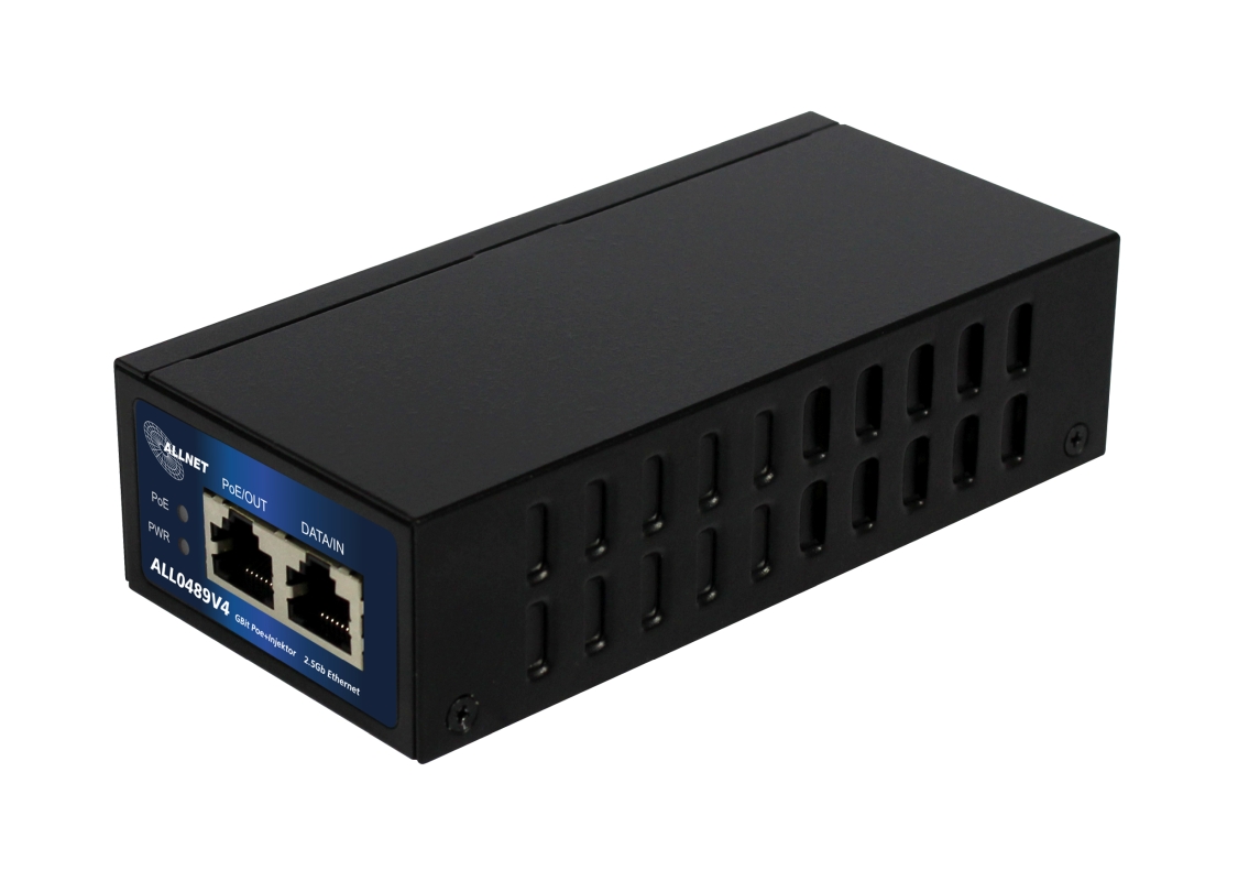 ALLNET PoE Injektor Gigabit / PoE & PoE+ (15,4W/30W)/ 2,5 Gbit/ Metallgehäuse / "ALL0489v4"