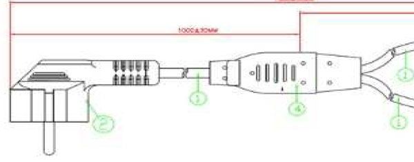 Netzkabel 230V Schutzkontakt CEE7(Stecker)->2xKaltgeräte IEC-C13(Buchse), 1,8m, Schwarz, Y-Netzanschlusskabel