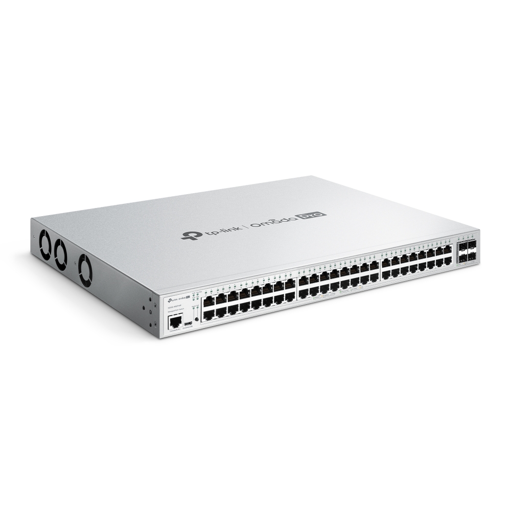 Omada PRO full managed Layer 2+ Switch • 52 Port • 48x 1GbE, 4x SFP+ • PoE Budget 500W • 48x PoE af/at • Omada PRO • S5500-48GP4XF