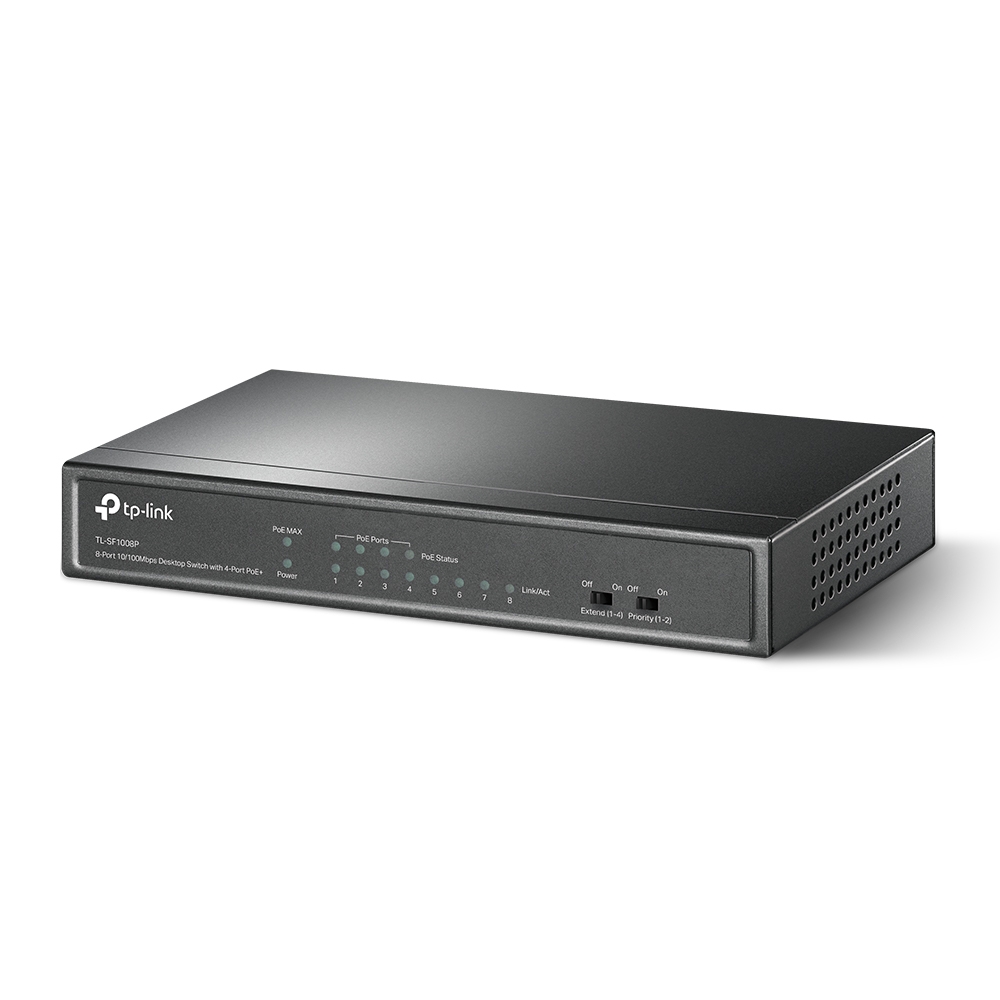 TP-Link - TL-SF1008P - 8-Port 10/100 Mbps Desktop Switch with 4-Port P