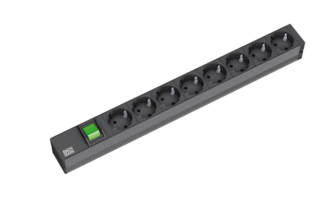 ALLNET 19"zbh. Steckdosenleiste, 8xDosen(CEE7)->Stecker(CEE7), Schalter, Bachmann, Schwarz, ALLNET 19"zbh. Steckdosenleiste, 8xDosen(CEE7)->Stecker(CEE7), Schalter, Bachmann, Schwarz,